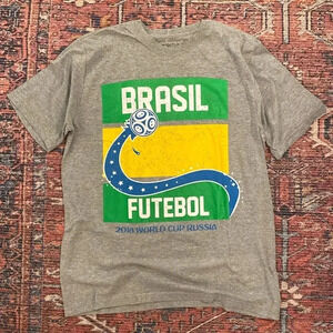 Mens Brasil Futebol 2018 World Cup Russia Graphic T Shirt Size M Soccer